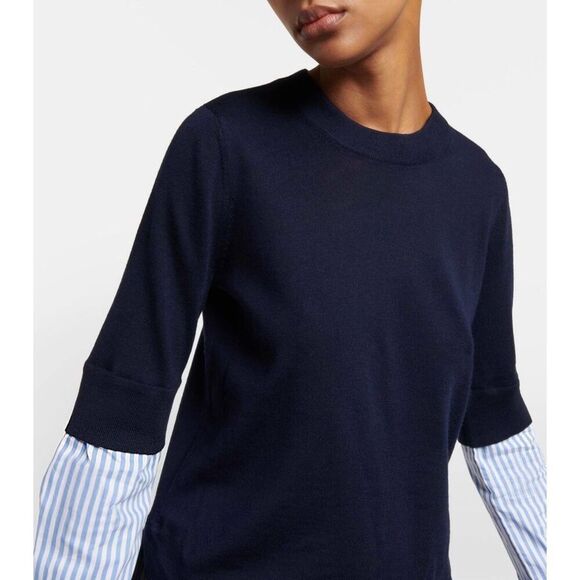 Veronica Beard Roscoe 100% Merino Wool sweater Navy Blue Size Large - Picture 2 of 10